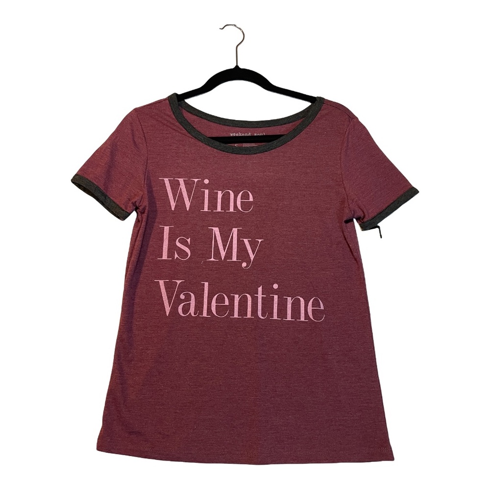 Weekend Soul T-Shirt Womens Size Small Burgundy Wine is my valentine Graphic